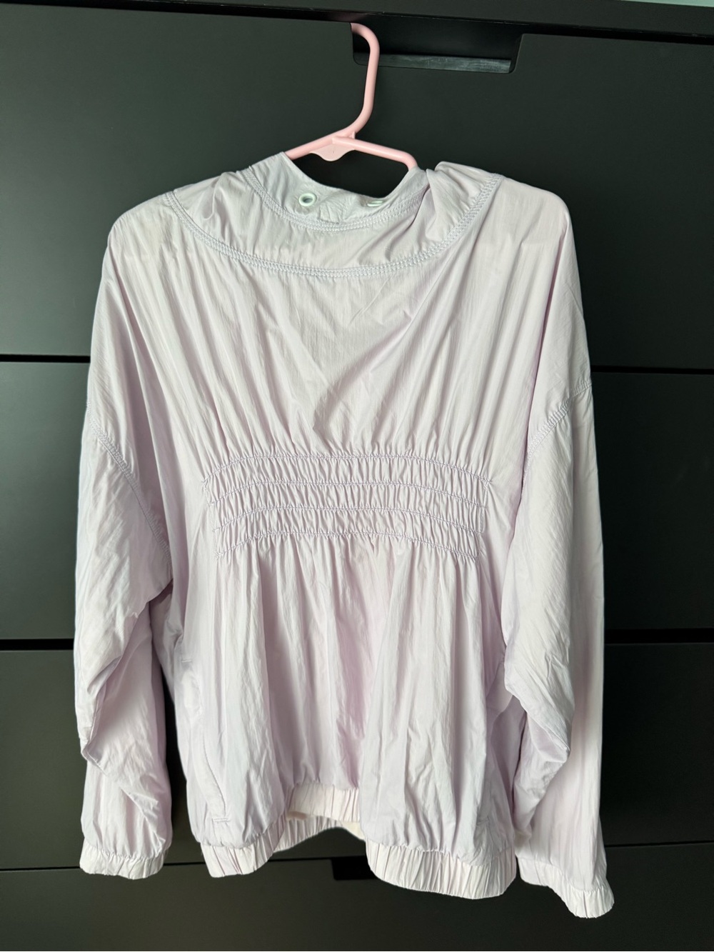 Athleta Light Lavender Smocked Pullover Hoodie